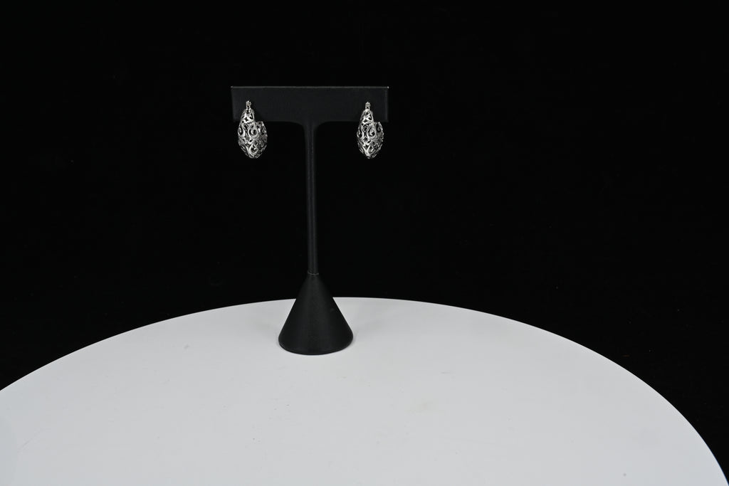 Sterling Silver Floral Filigree Hoop Earrings