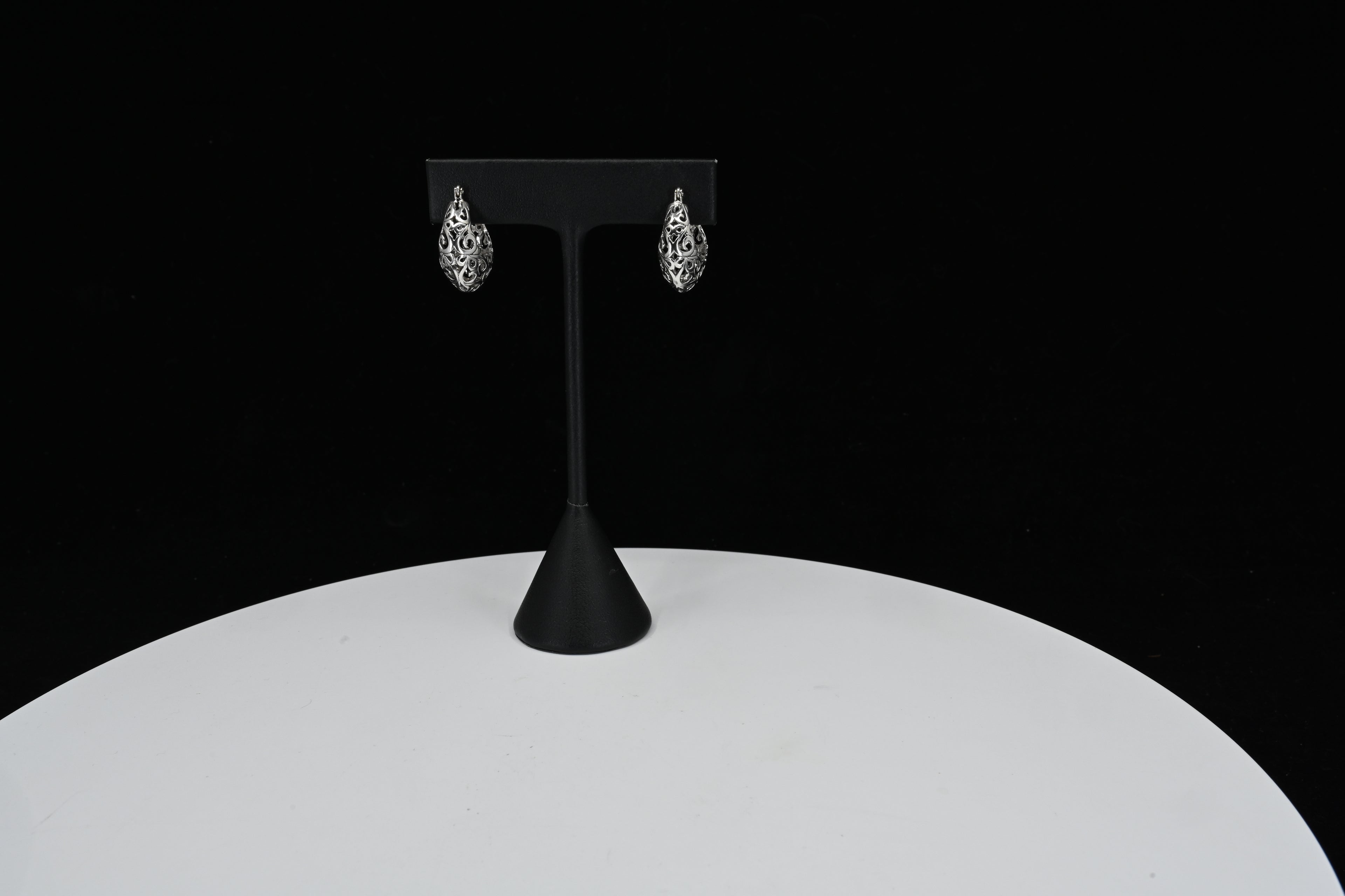 Sterling Silver Floral Filigree Hoop Earrings