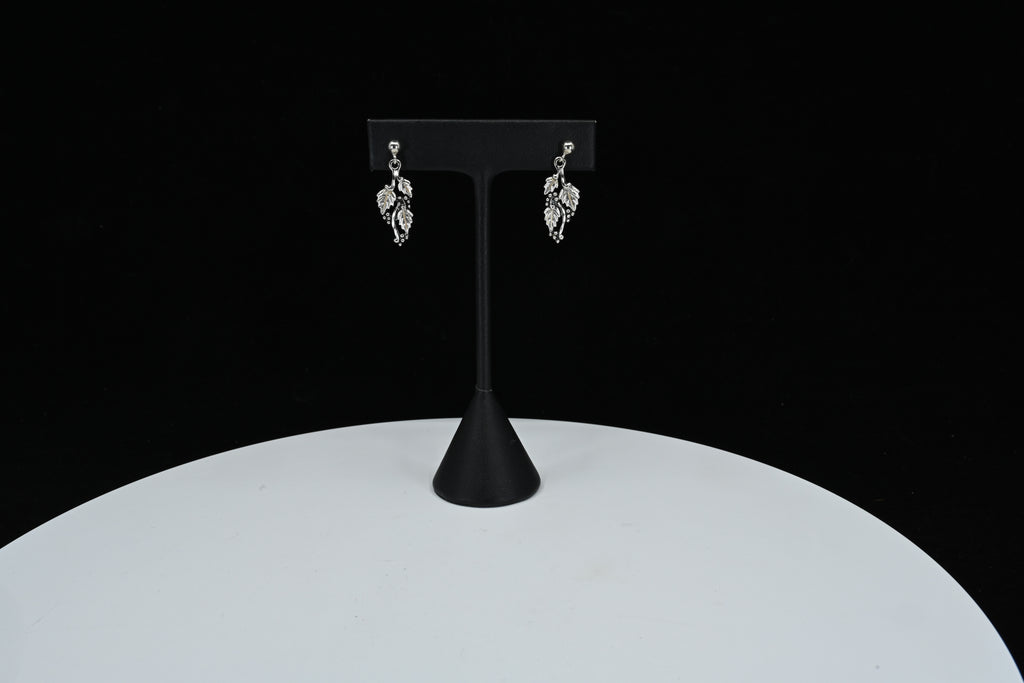 Sterling Silver Leaf Dangle Stud Earrings
