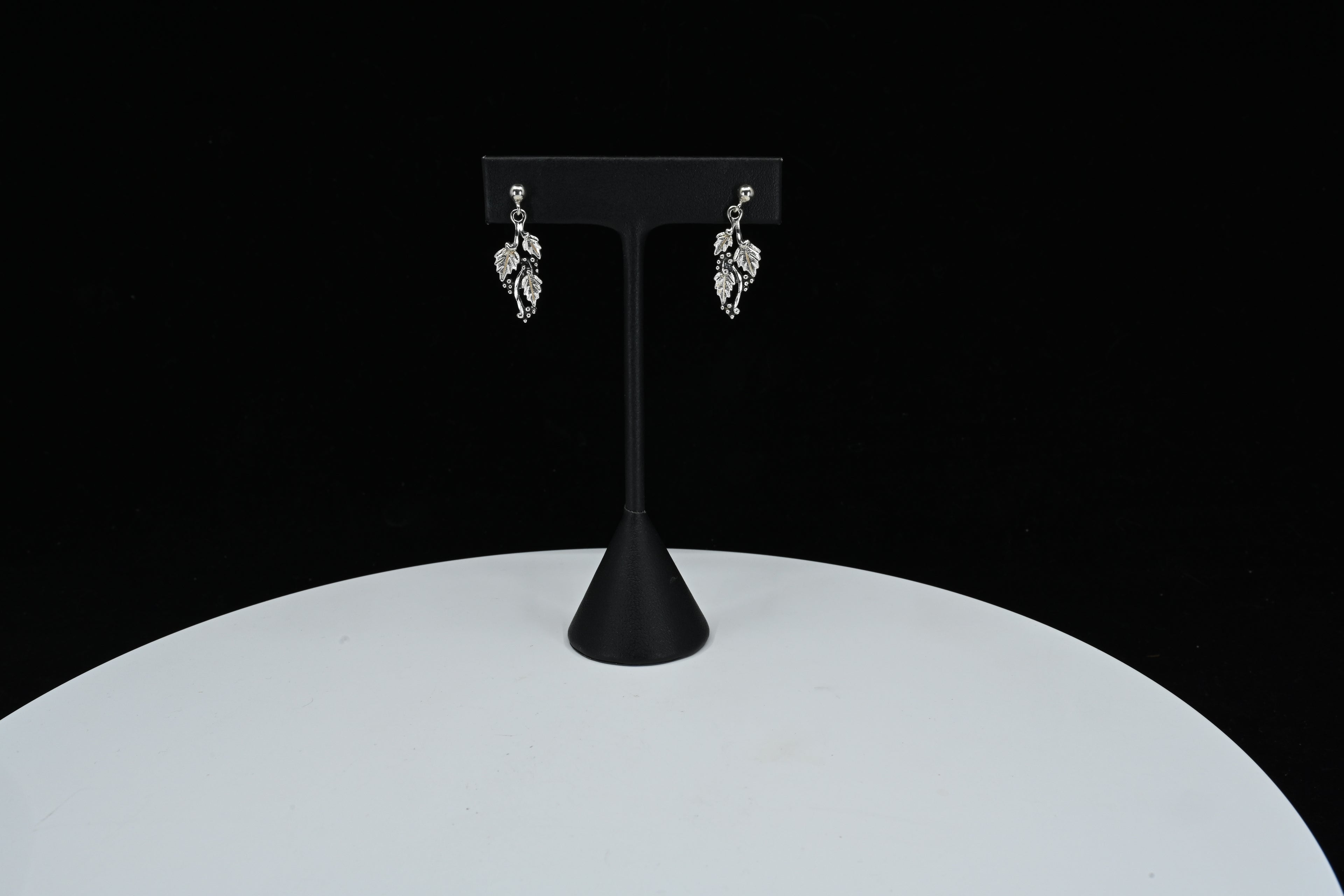 Sterling Silver Leaf Dangle Stud Earrings