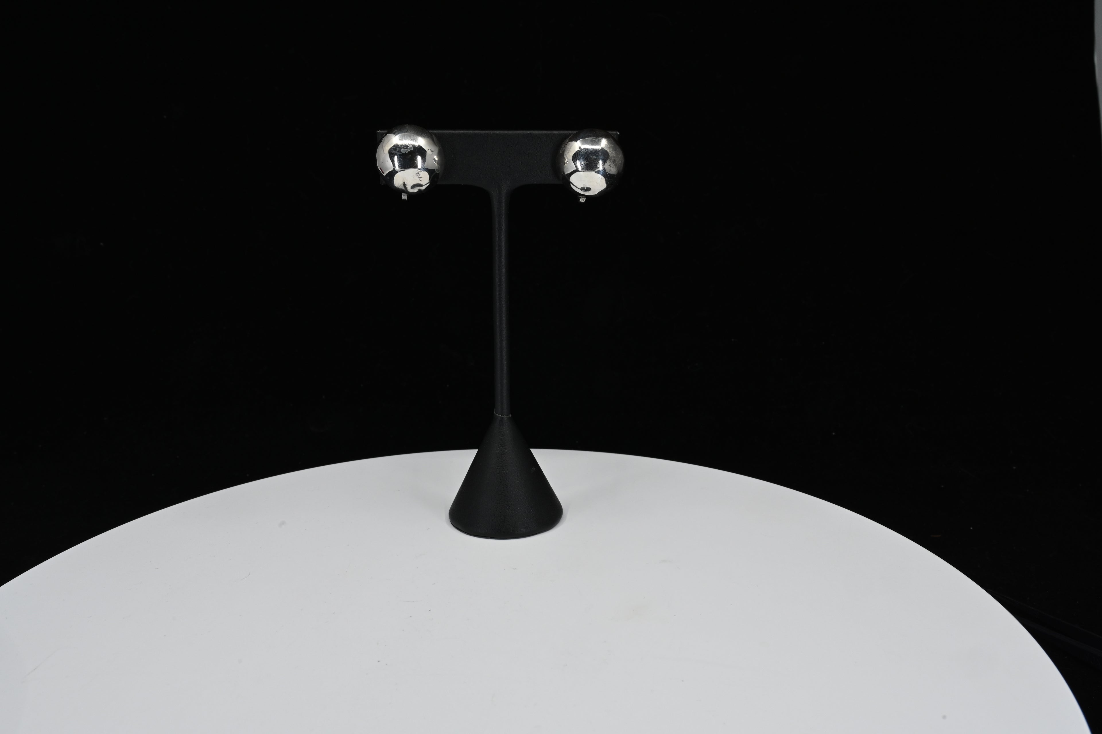 Sterling Silver Round Clip On Earrings