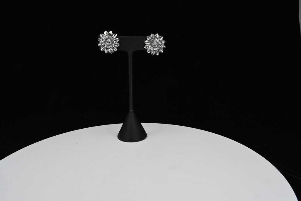 Sterling Silver Flower Clip On Earrings