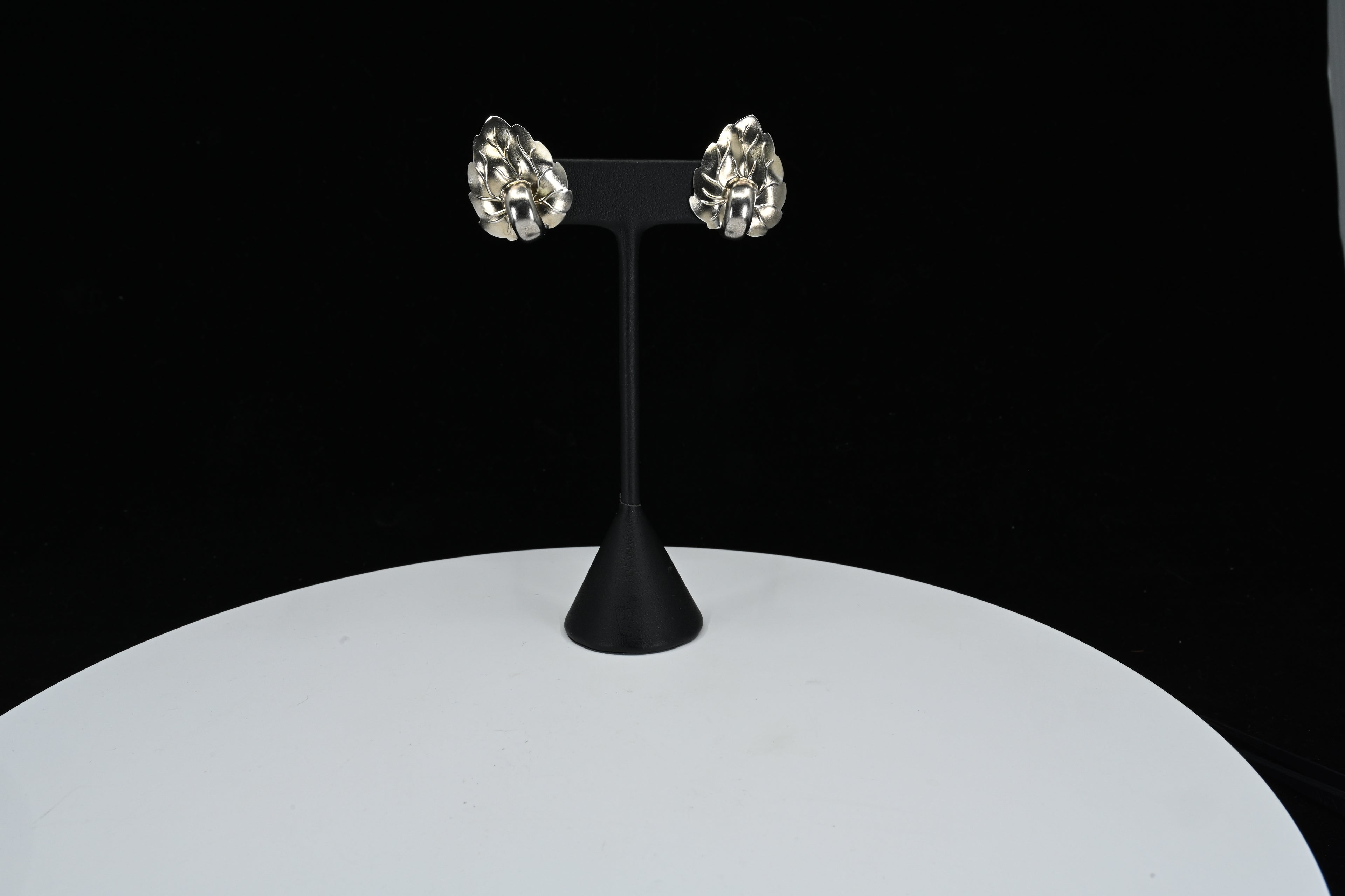 Sterling Silver Leaf Clip On Earrings