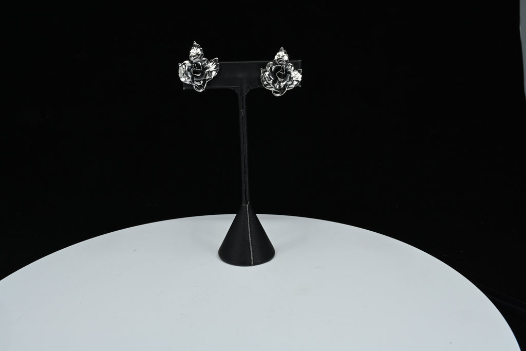 Sterling Silver Floral Clip On Earrings