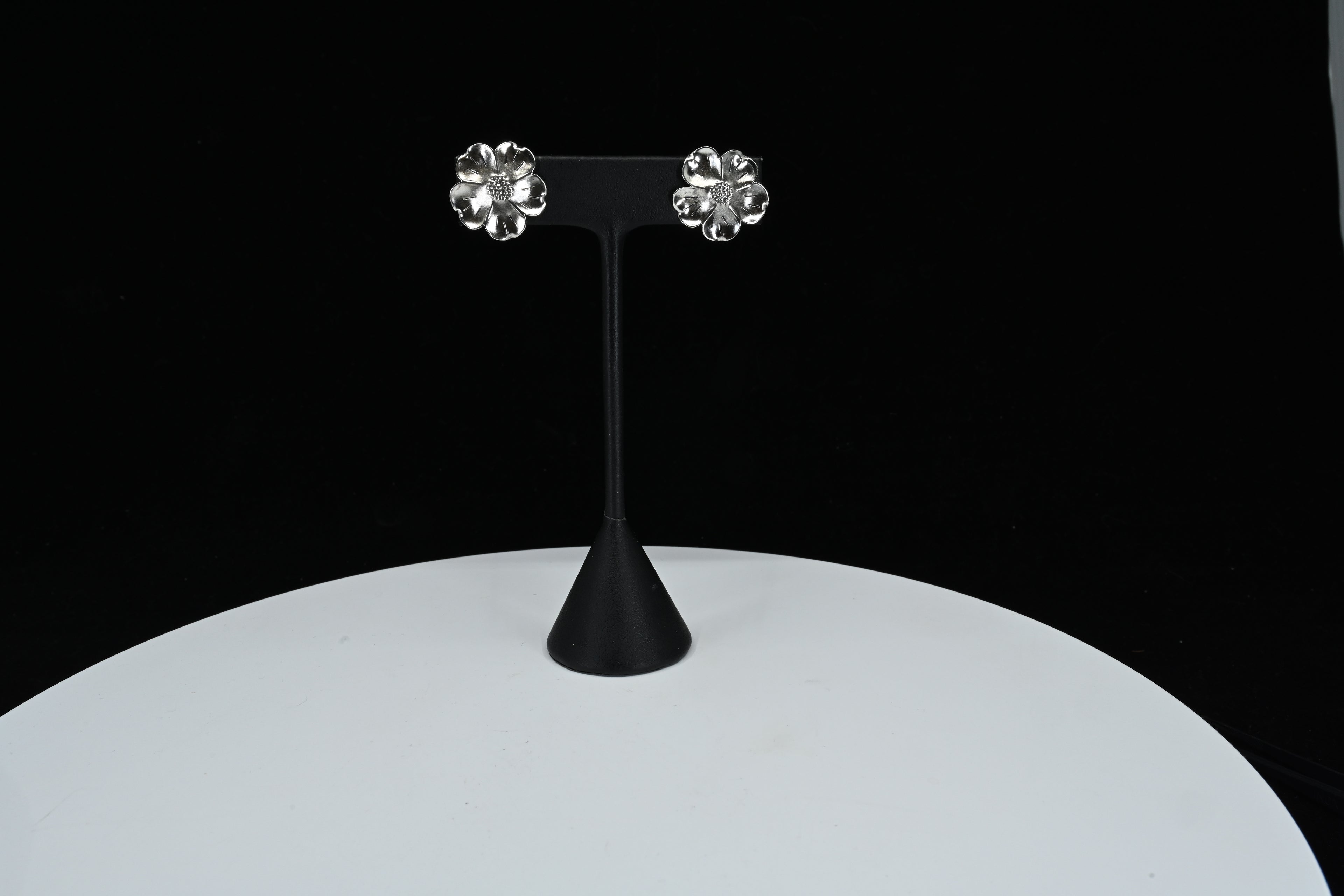 Sterling Silver Floral Clip On Earrings