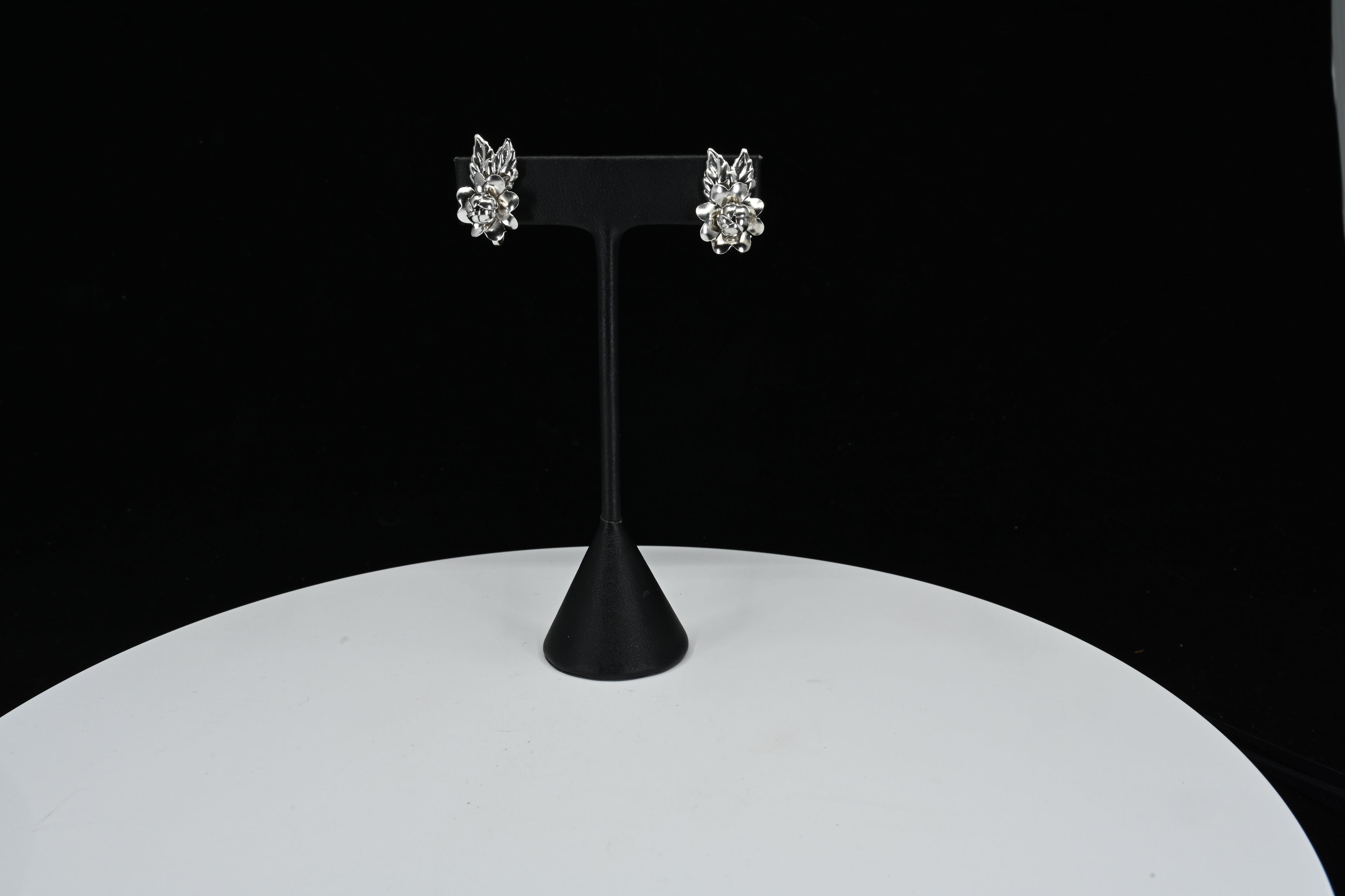 Sterling Silver Floral  Shaped Clip On Earrings