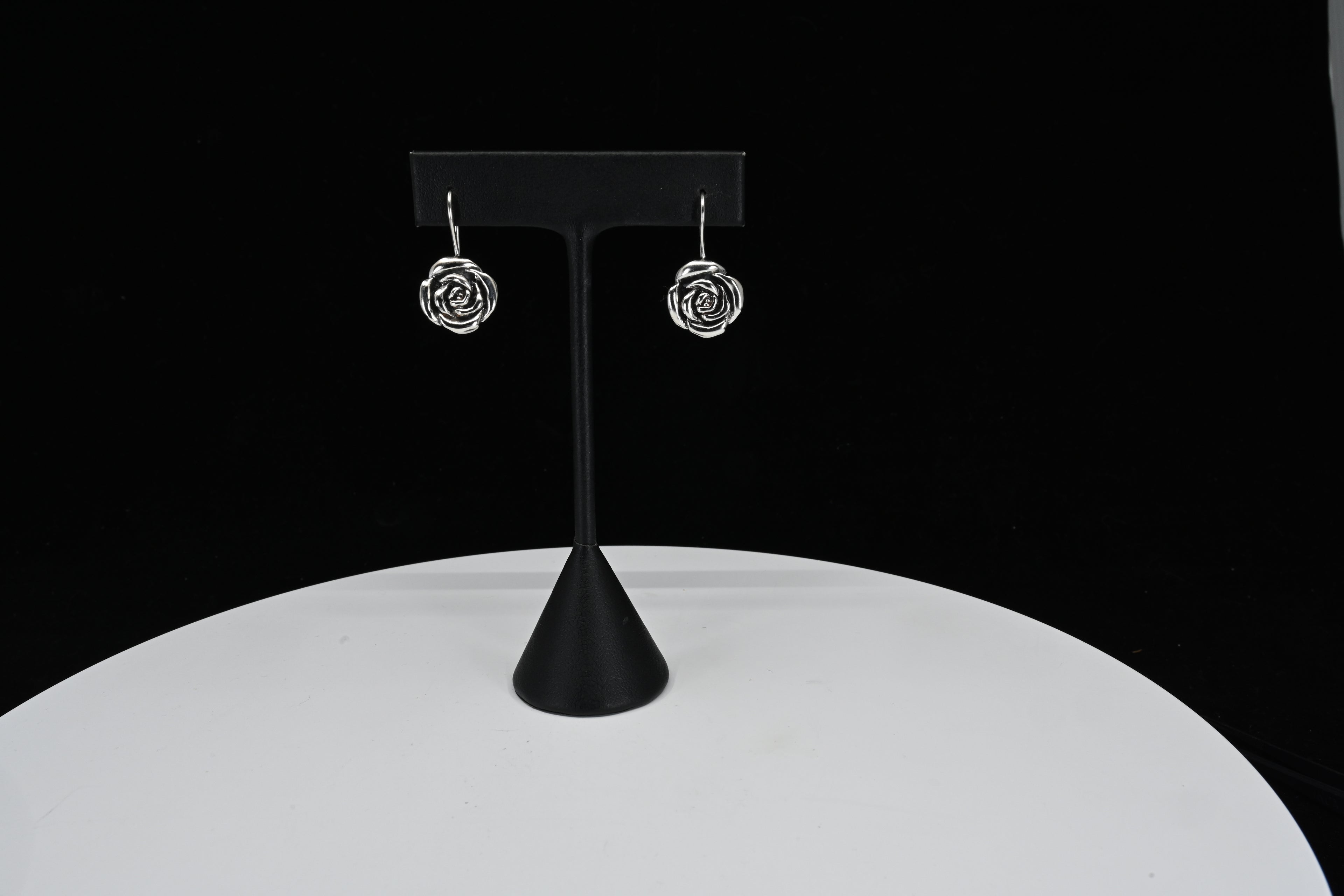 Sterling Silver Rose Dangle Earrings