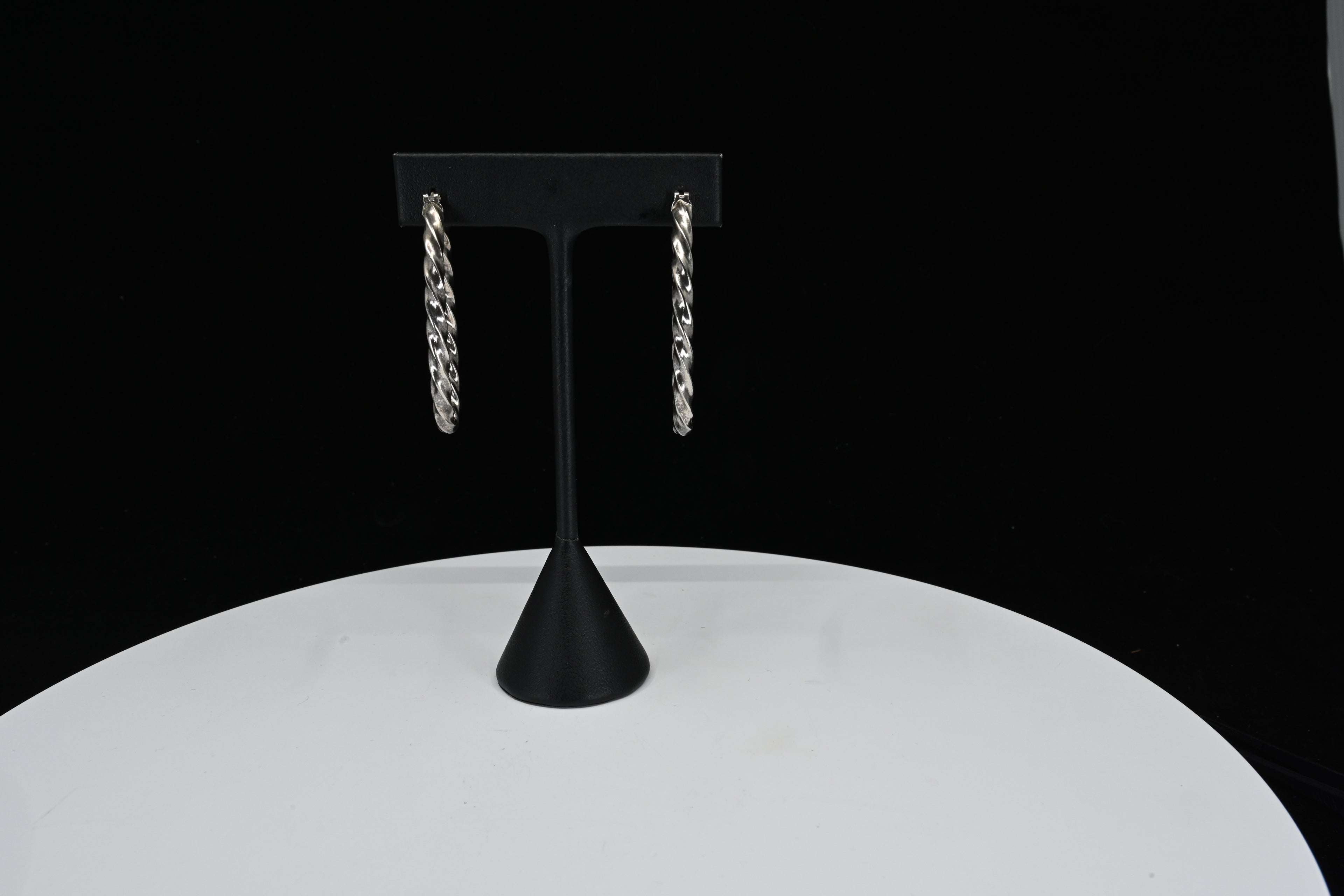 Sterling Silver Twisted Oval Hoop Earrings