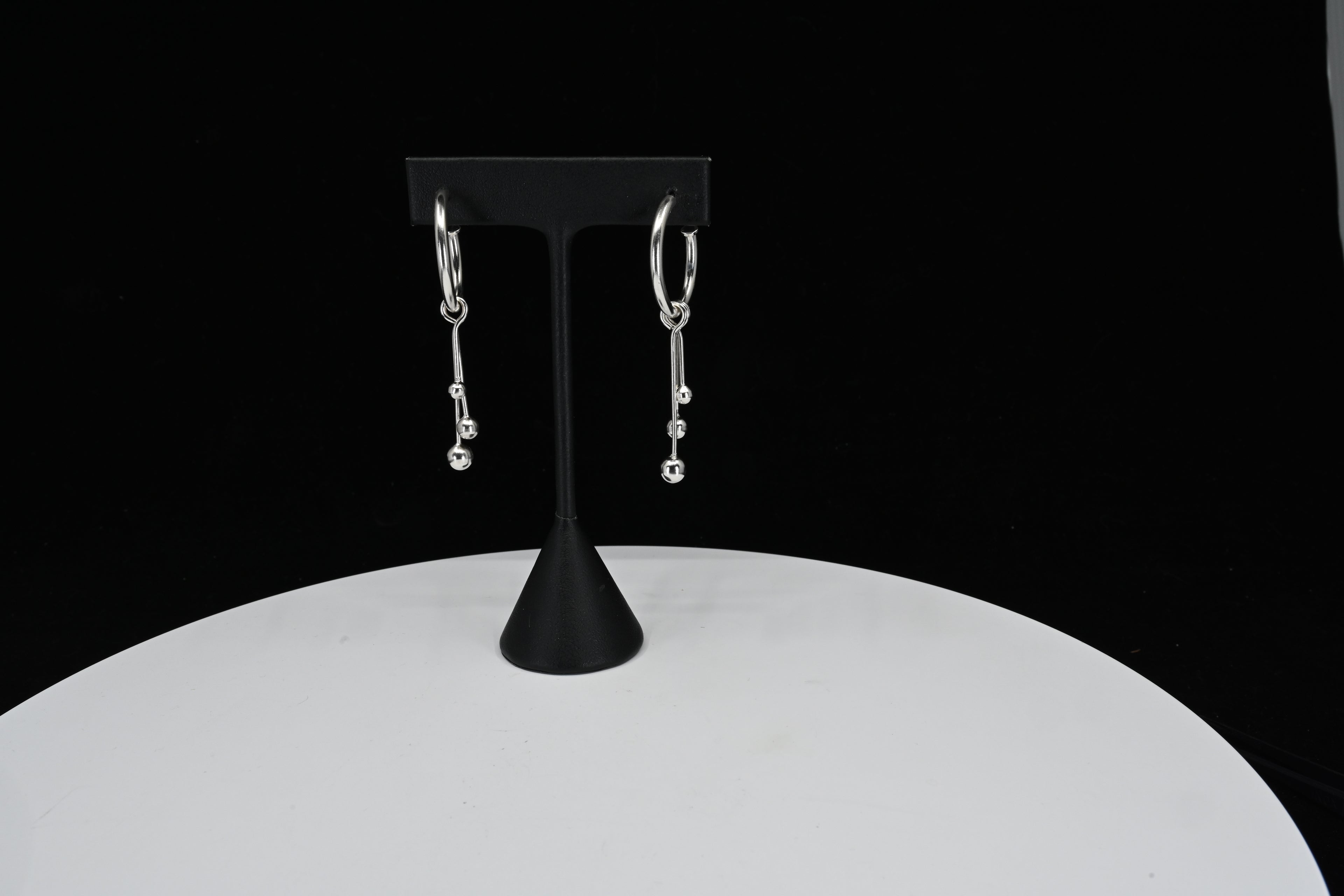 Sterling Silver Hoop Dangle Earrings