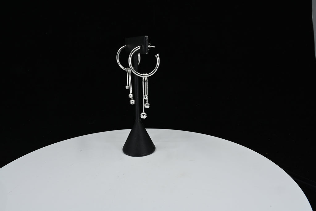 Sterling Silver Hoop Dangle Earrings