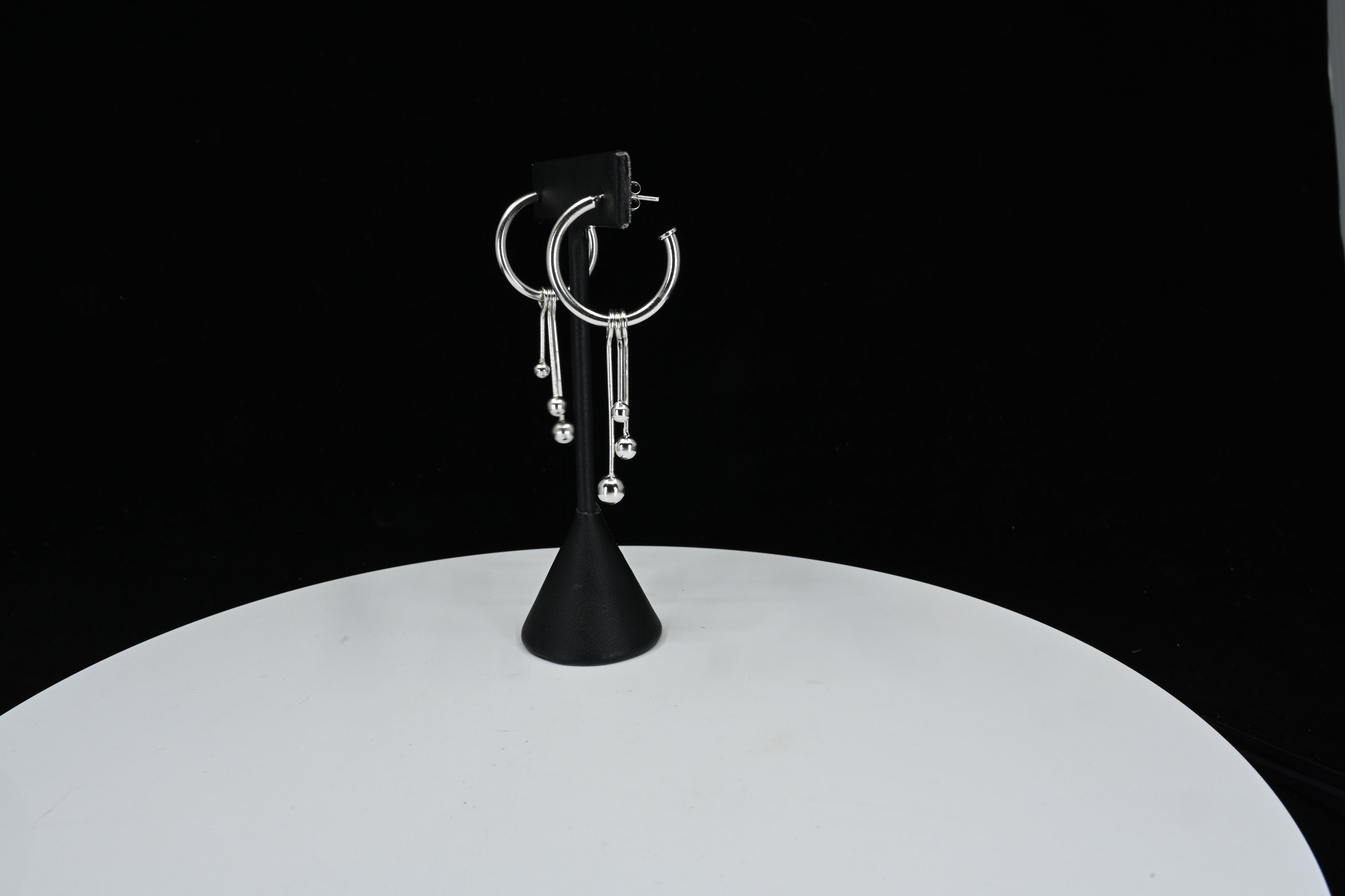 Sterling Silver Hoop Dangle Earrings