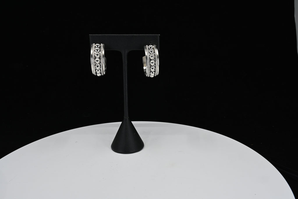 Sterling Silver  Beaded Milgrain Stud Earrings