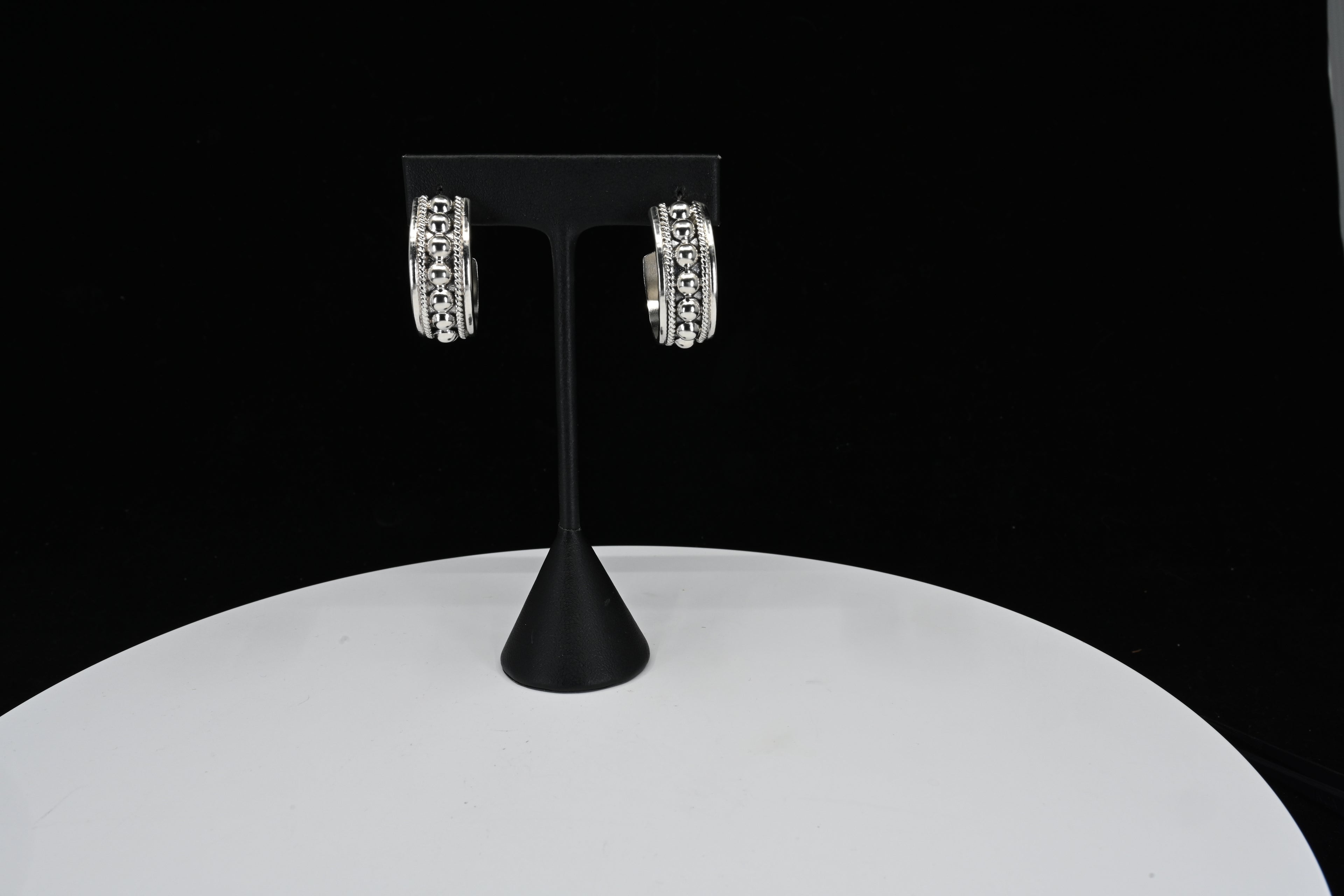 Sterling Silver  Beaded Milgrain Stud Earrings