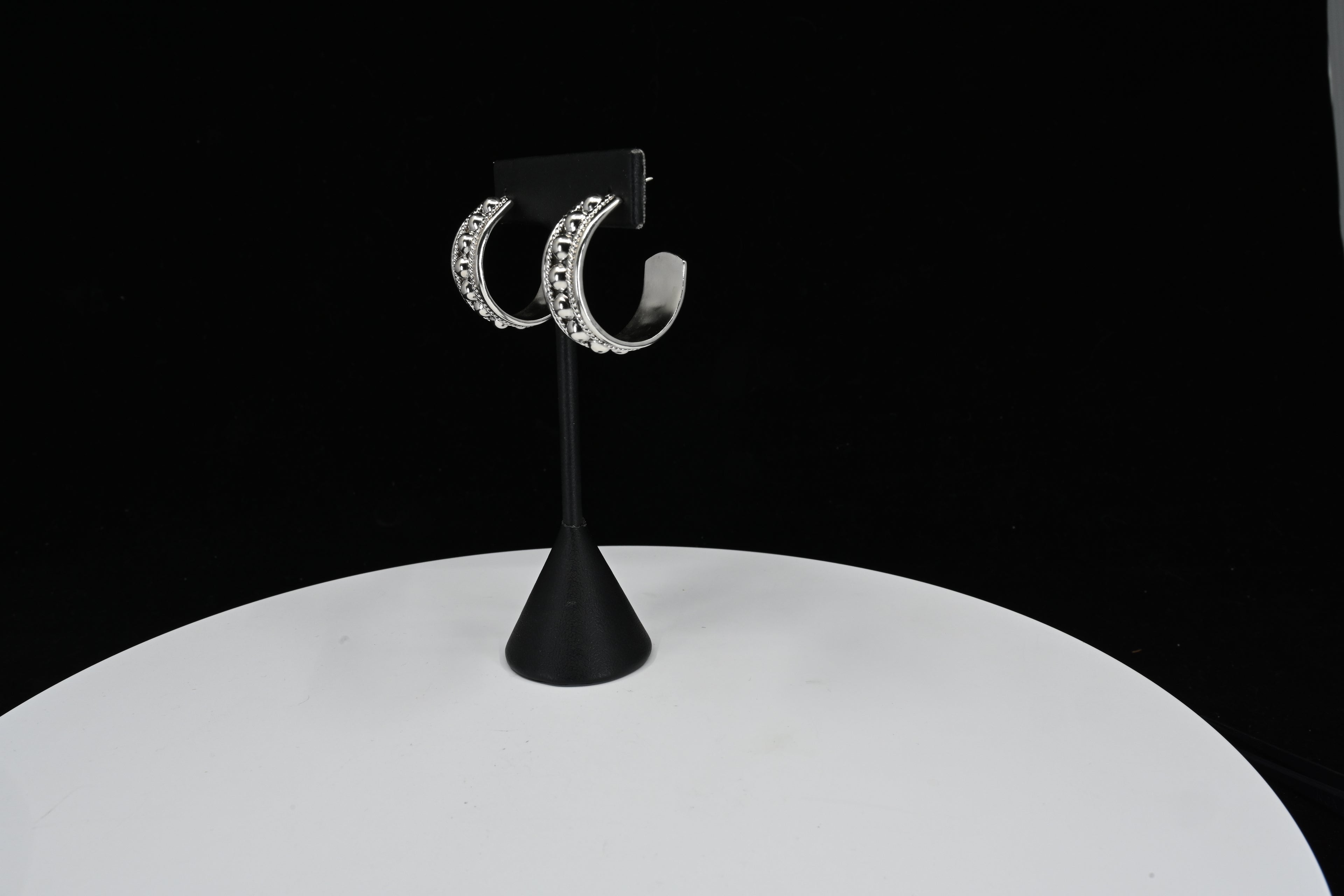 Sterling Silver  Beaded Milgrain Stud Earrings