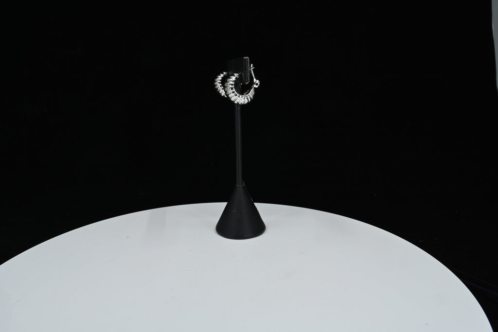 Sterling Silver Ribbed Shrimp Hoop Earrings